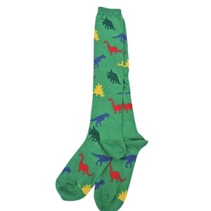 Womens Socksmith Green Dinosaur Patterned Knee High Novelty Socks